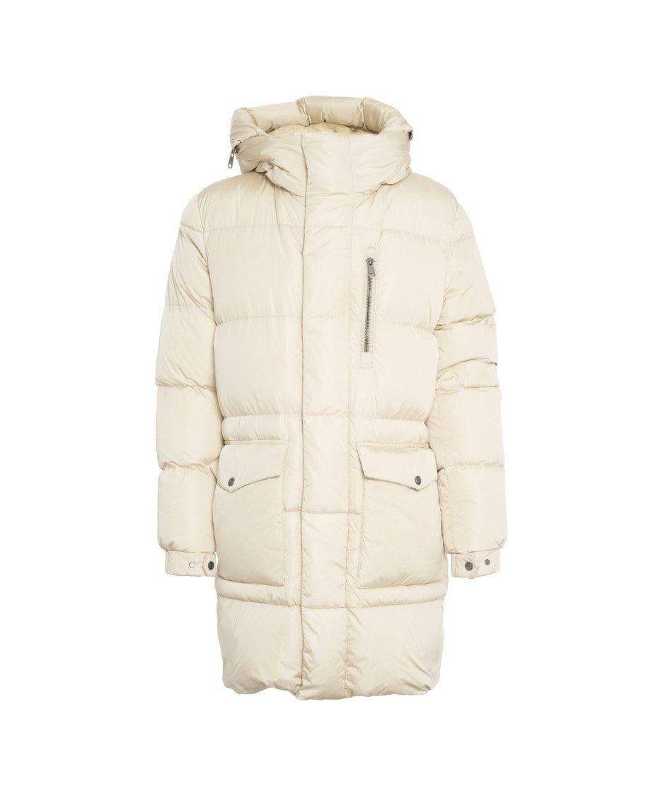 Add Long Quilted Down Coat With Padded Design