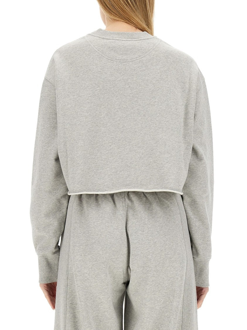 Stella Mccartney Cropped Grey Sweatshirt With Subtle Logo