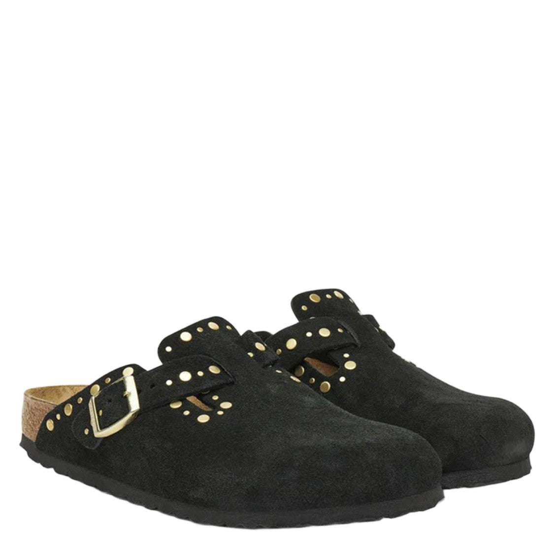 Birkenstock Suede Mules With Adjustable Strap And Stud Detailing