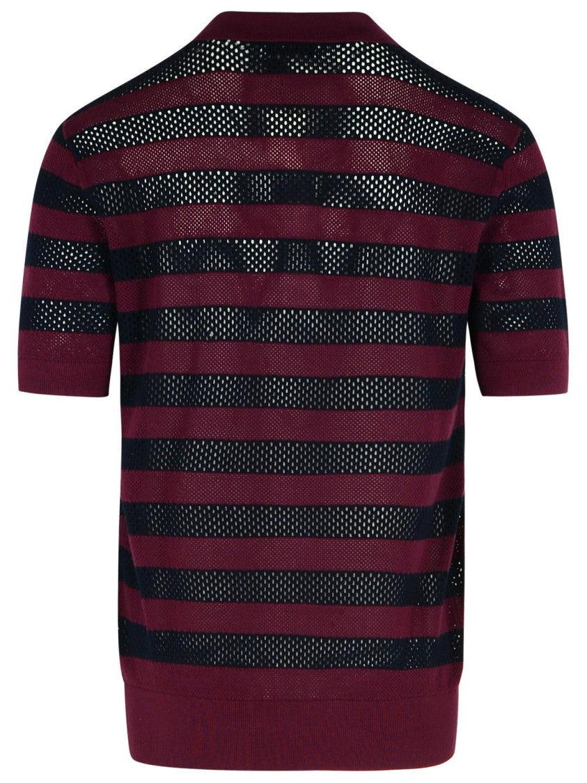 Dries Van Noten Mercy Burgundy Viscose Blend Polo Shirt