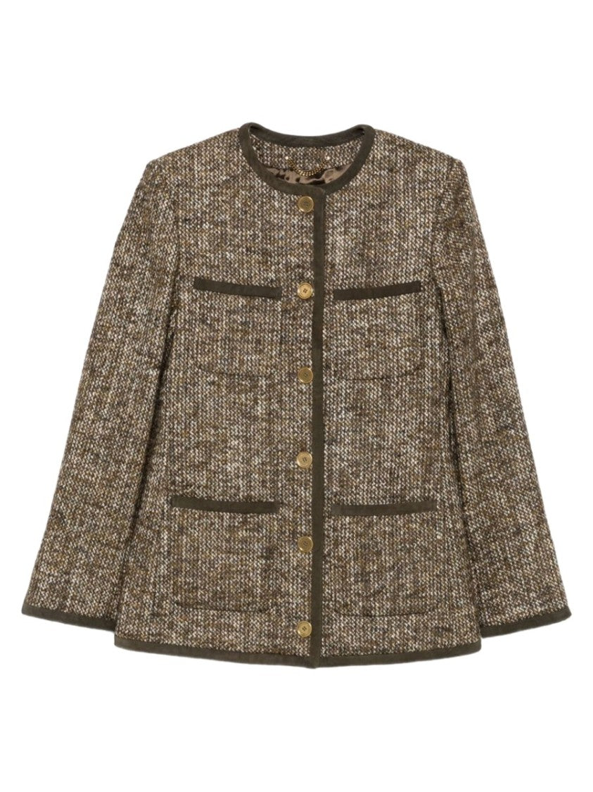 Golden Goose Brown Wool-Blend Structured Patch Jacket