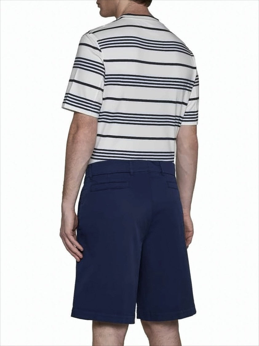 Brunello Cucinelli Tailored Blue Shorts With Flat Front