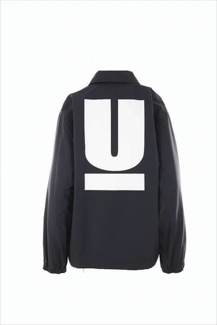 Undercover Casual Black Nylon Jacket With Graphic Detailing