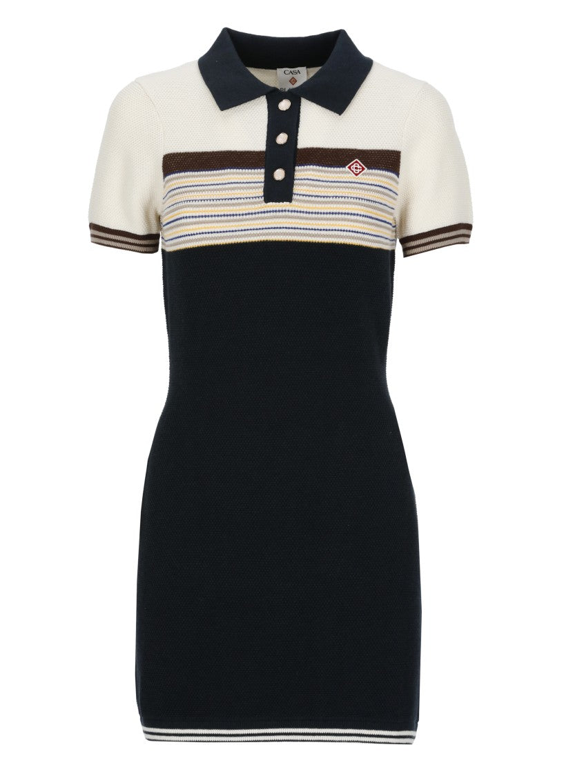 Casablanca Blue Cafe Stripe Printed Mini Dress