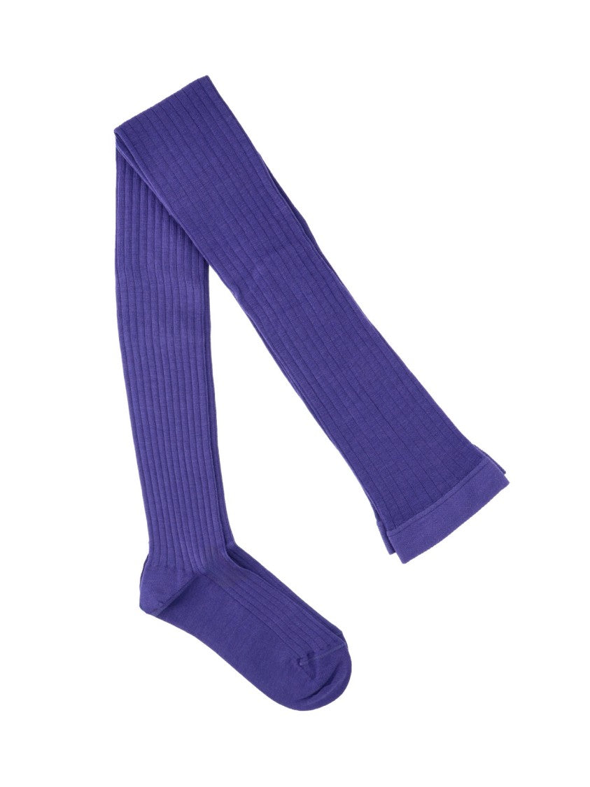 Jil Sander Purple Ribbed Wool-Blend Elasticized Socks