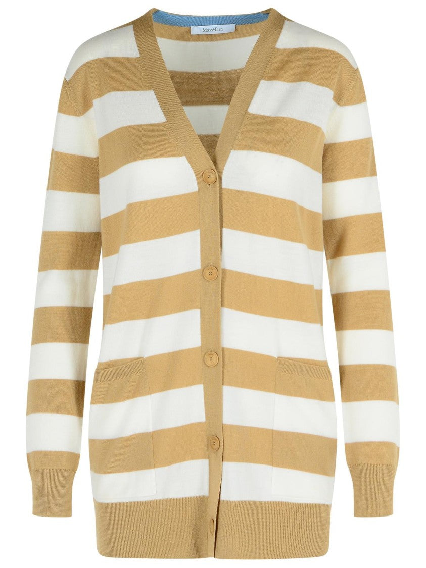 Max Mara 'Fiemme' Virgin Wool Sand Cardigan