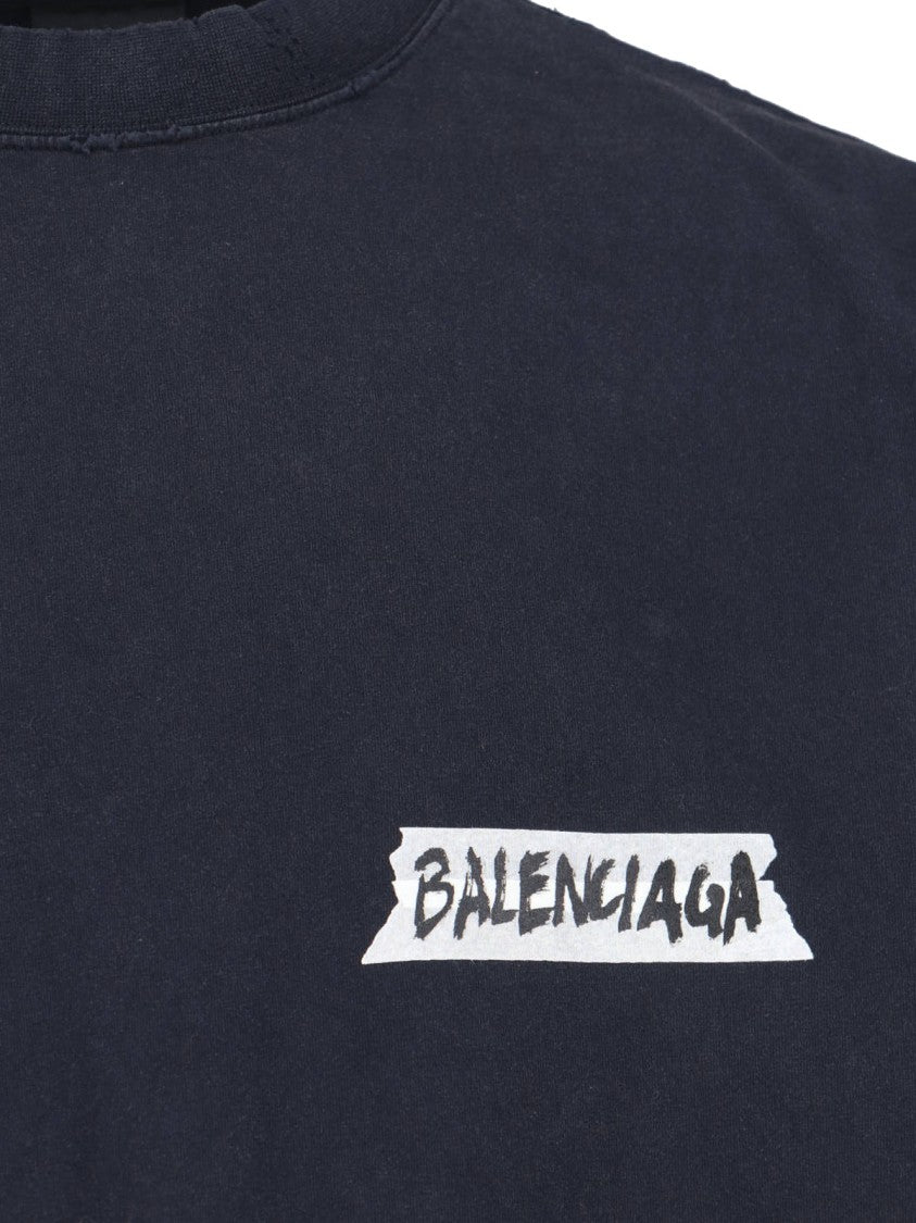 Balenciaga "Masking Tape" Long Sleeve T-Shirt – Black