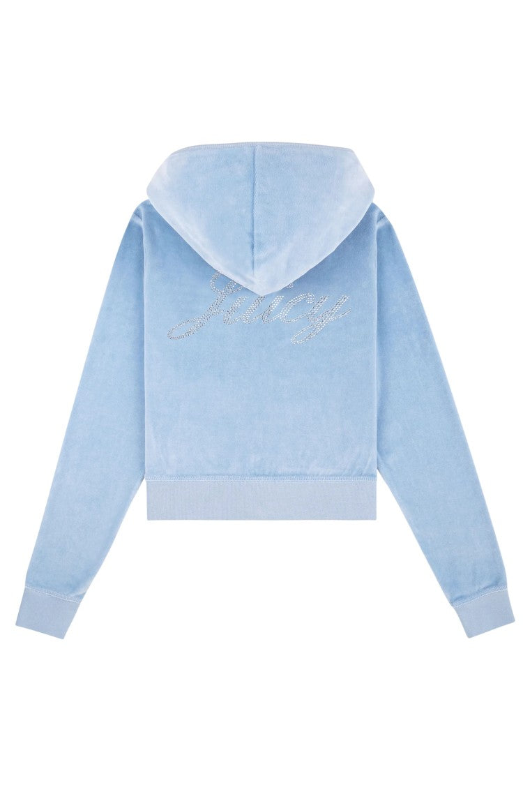 S&R X Juicy Couture Light Blue Cotton Velour Zip-Up Hoodie