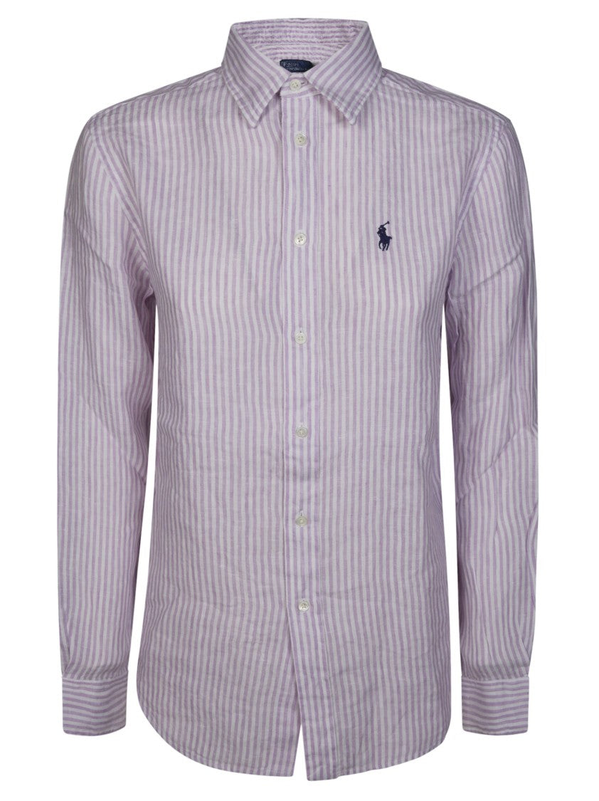 Polo Ralph Lauren Lavender Striped Linen Button-Down Shirt