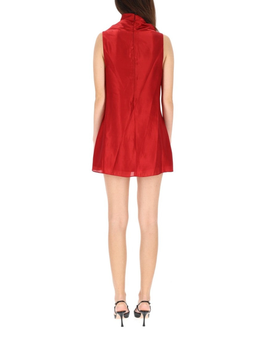 Khaite Daria Red High Neck Mini Dress