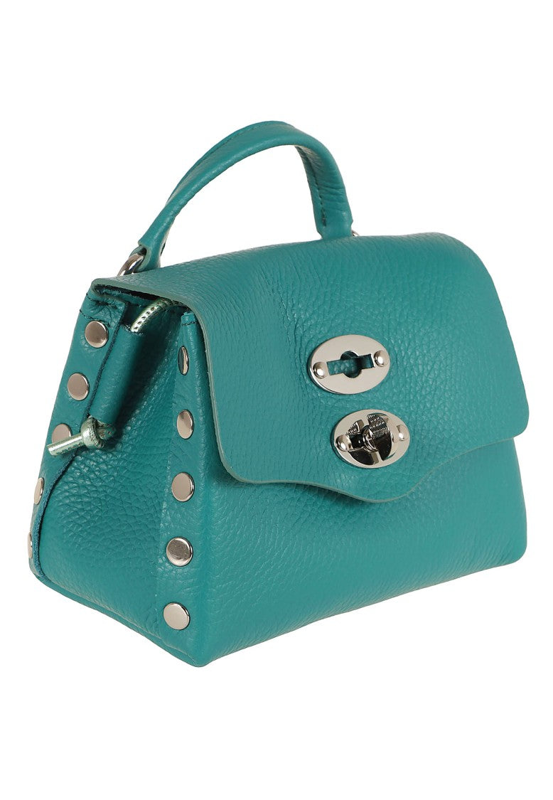 Zanellato Postina Super Baby Studded Laminated Leather Shoulder Bag