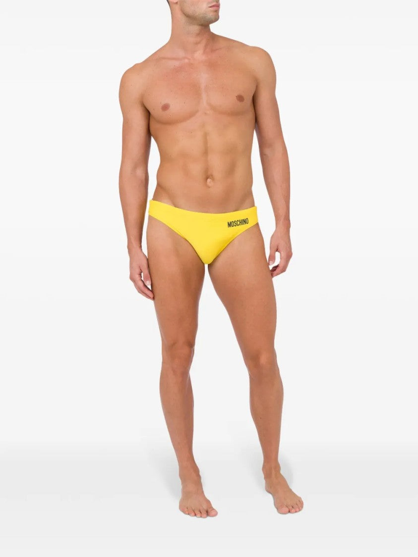 Moschino Vibrant Yellow Swim Brief With Playful Design