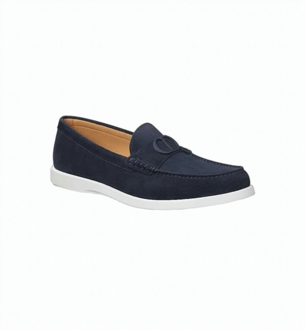 Dior Blue Calf Leather And Suede Loafers