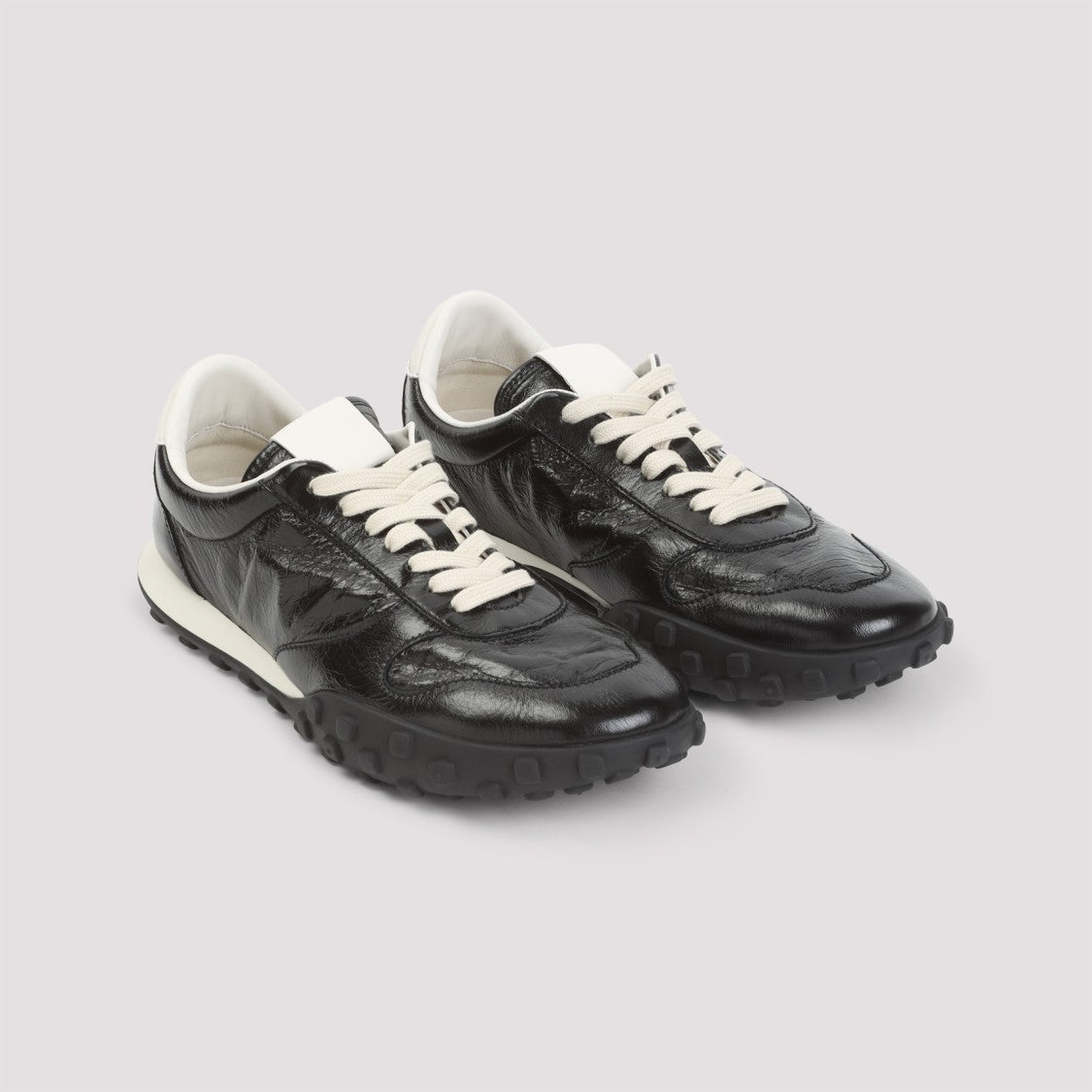 Jil Sander Textured Black Deer Leather Sneakers