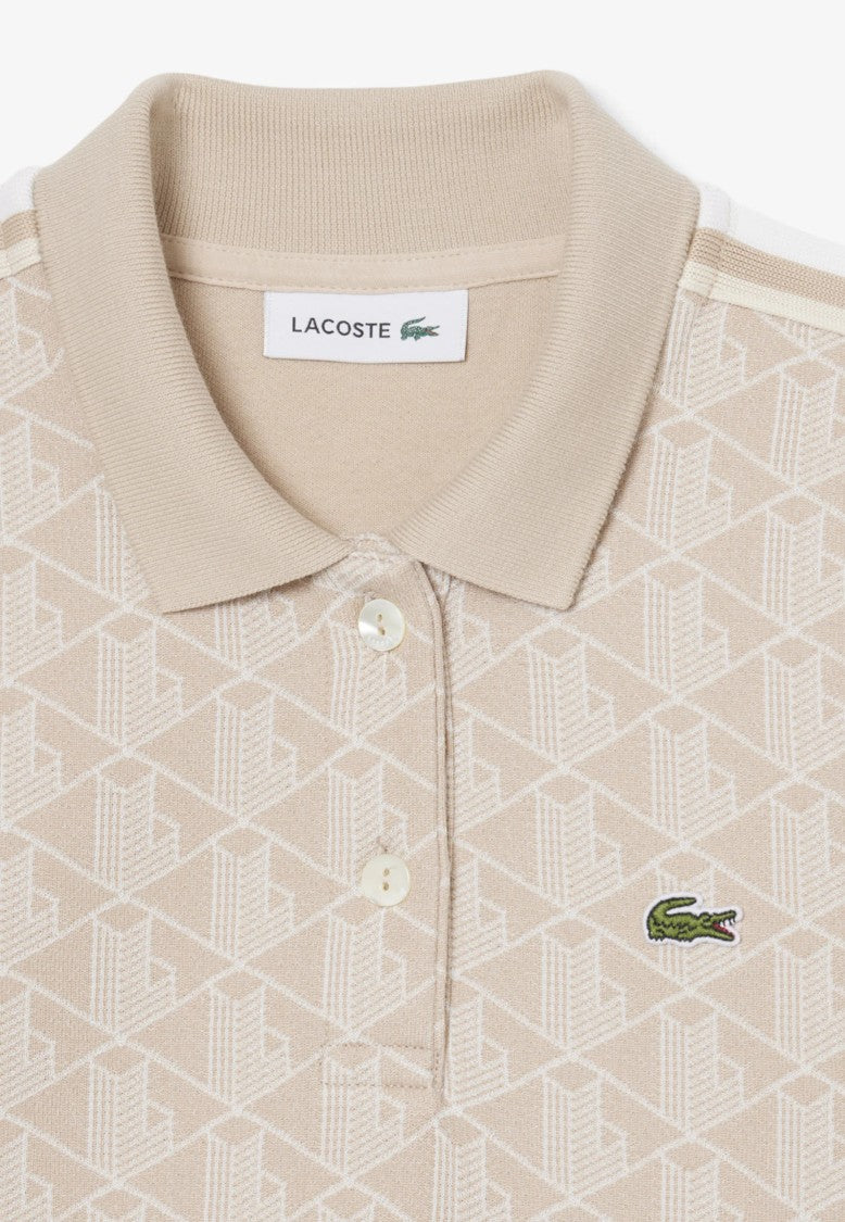 Lacoste Beige Monogram Jacquard Slim Polo