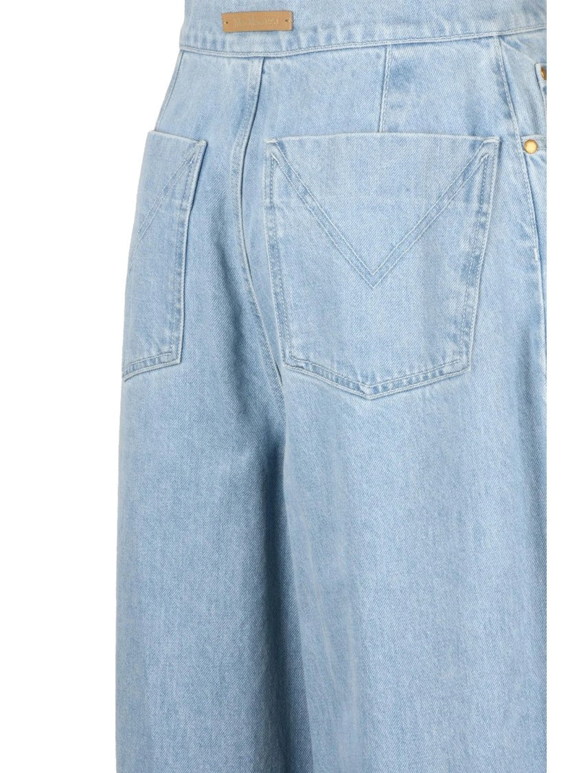 Max Mara Light Blue Cotton Wide-Leg Jeans