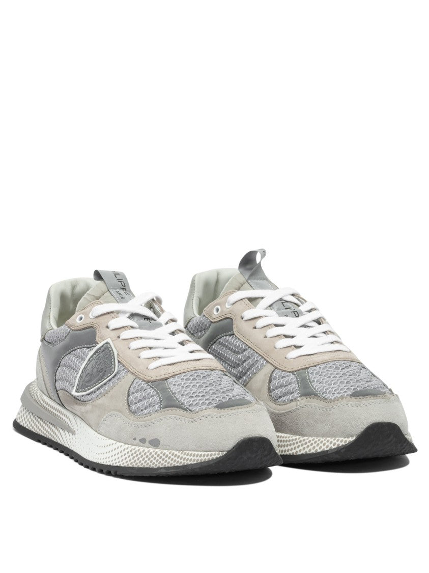 Philippe Model Paris Grey Suede And Mesh Slip-On Sneakers