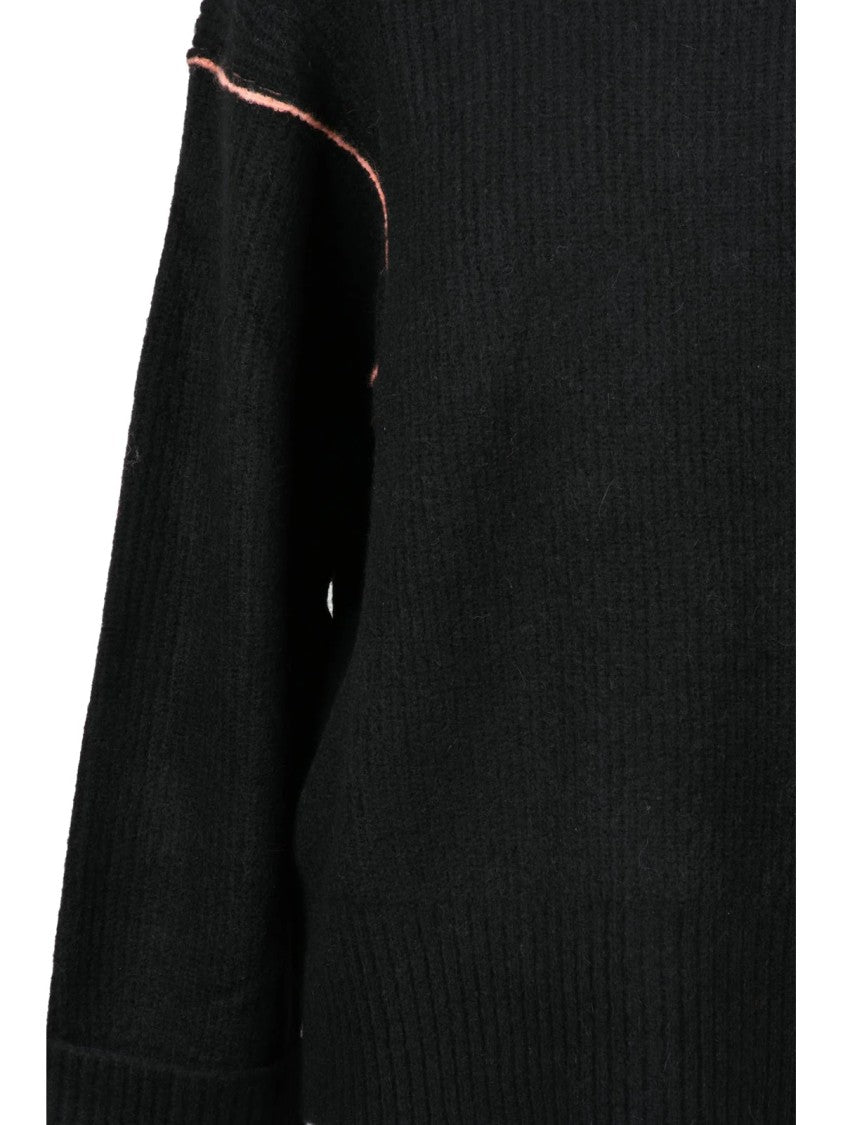 Armani Exchange Ribbed Knit Sweater With Contrasting Stitching