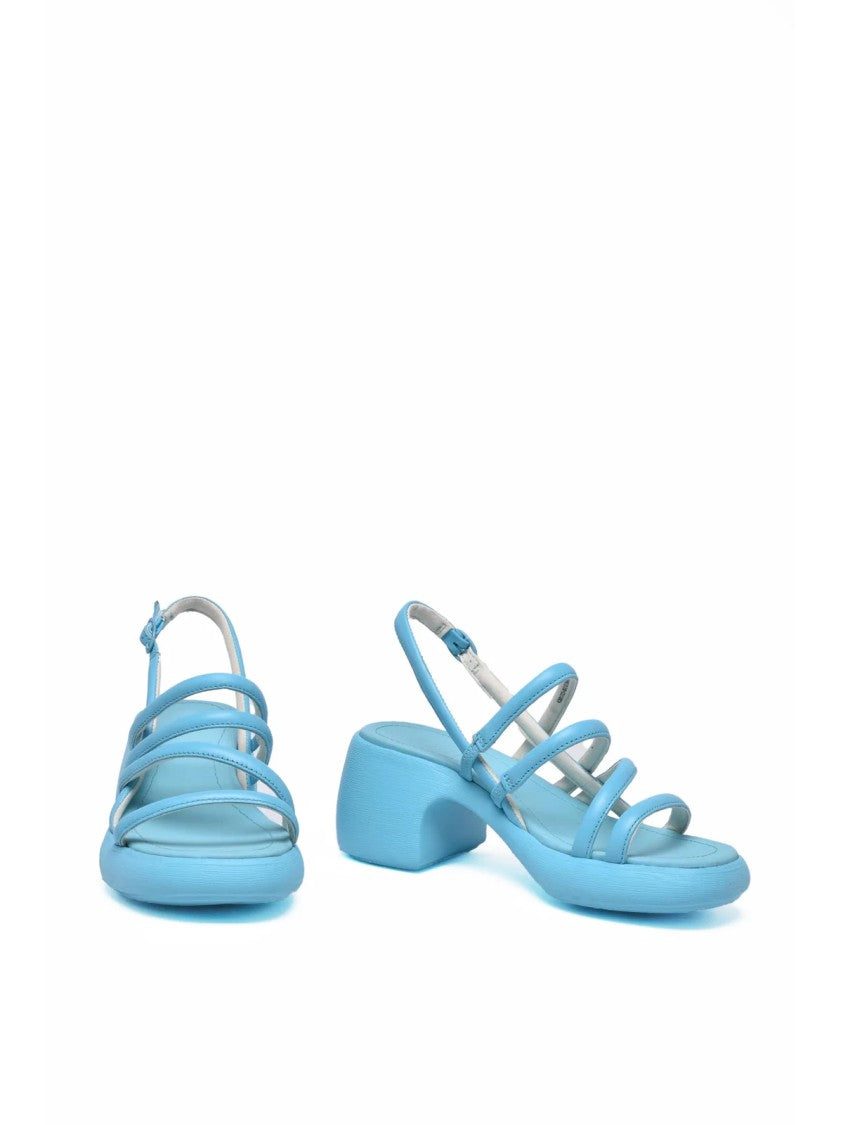 Camper Thelma Light Blue Chunky Heel Ankle Strap Sandals