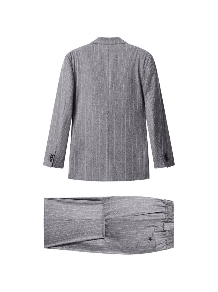 Giorgio Armani Grey Double-Breasted Pinstripe Blazer Trousers Suit