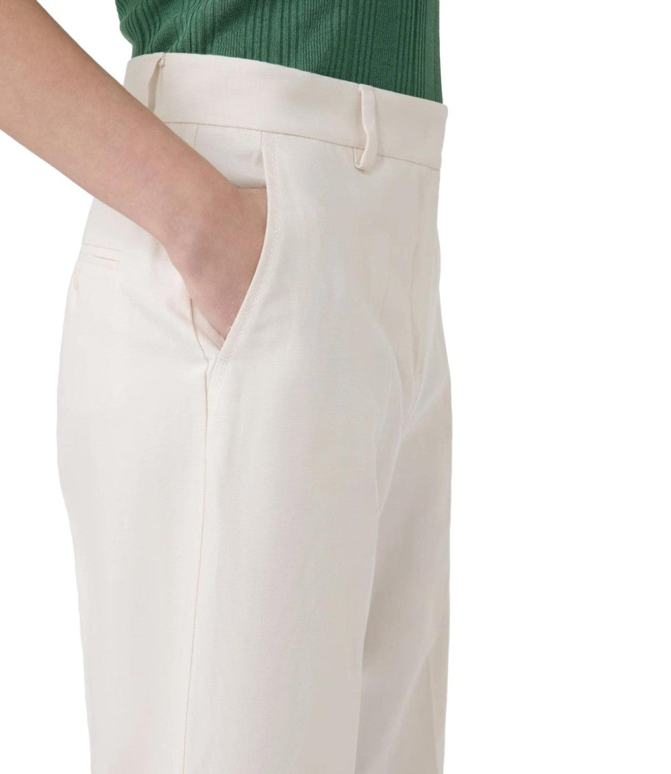 Max Mara Ecru Wkdzircone Cotton Casual Trousers