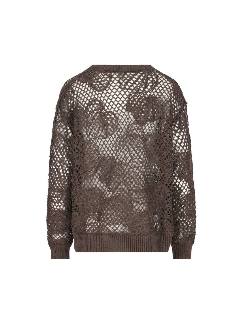 Max Mara Clean Design White Sweater With Round Neckline And Timeless Appeal