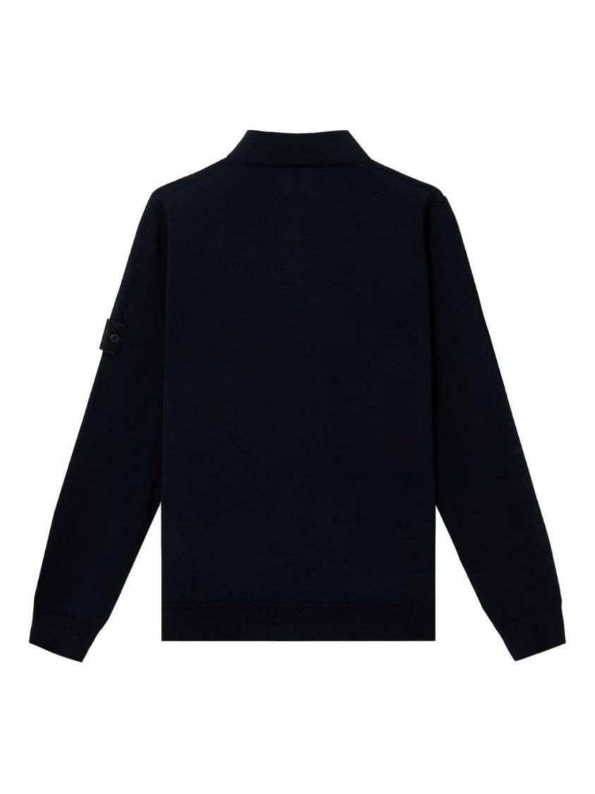 Stone Island Lightweight Wool Long-Sleeved Polo Shirt With Logo Badge