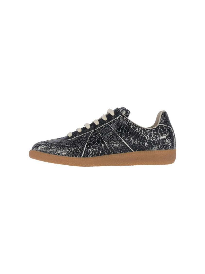 Maison Margiela Cracked Leather Low-Top Sneakers