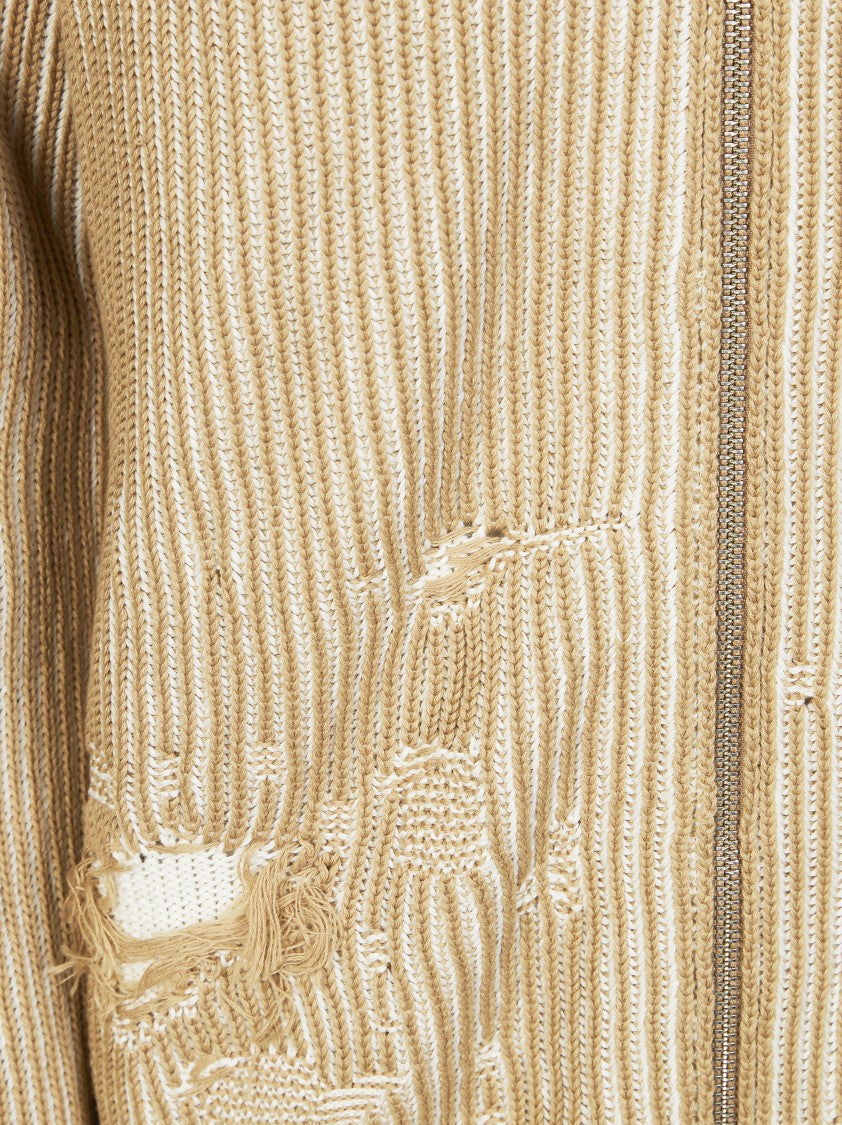 Mm6 By Maison Margiela Sports Jacket Ribbed Frayed Holes Jacket