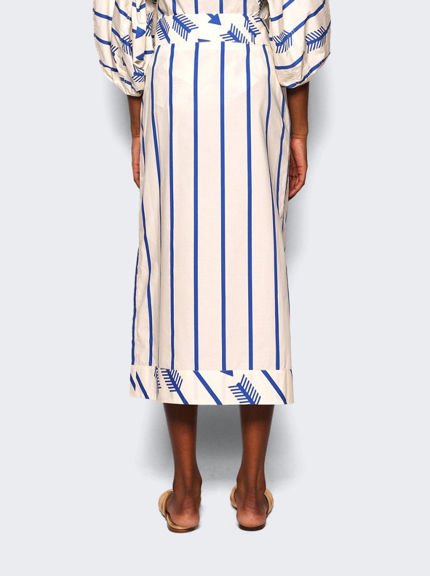 Johanna Ortiz Mar De Cortes Midi Skirt Arrow Stripes Blue