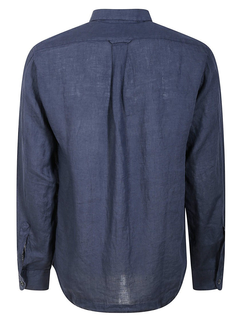 Barena Venezia Blue Linen Shirt With Tailored Cuffs