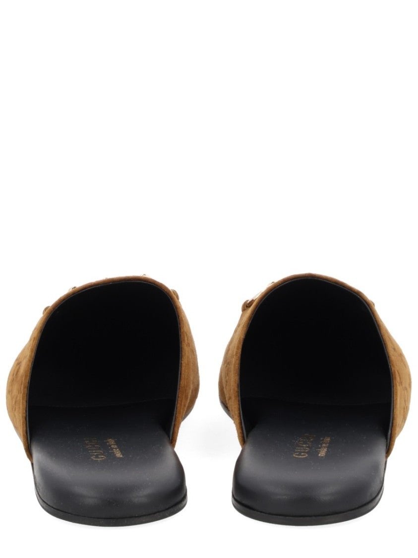 Gucci Monogram Horsebit Calfskin Mules