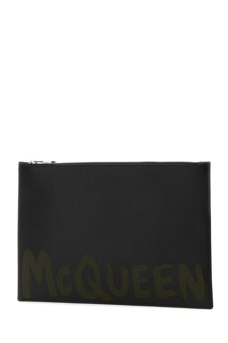 Alexander Mcqueen Black Leather Clutch