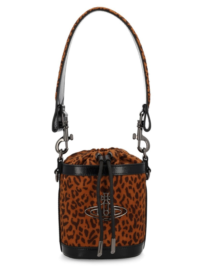 Vivienne Westwood Small Kitty Leopard Print Bucket Bag
