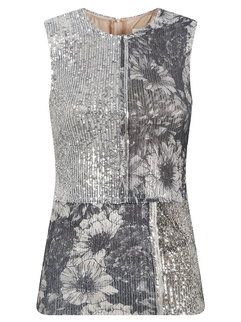 Maison Margiela Patchwork Sleeveless Top With Shimmering Sequin Accents