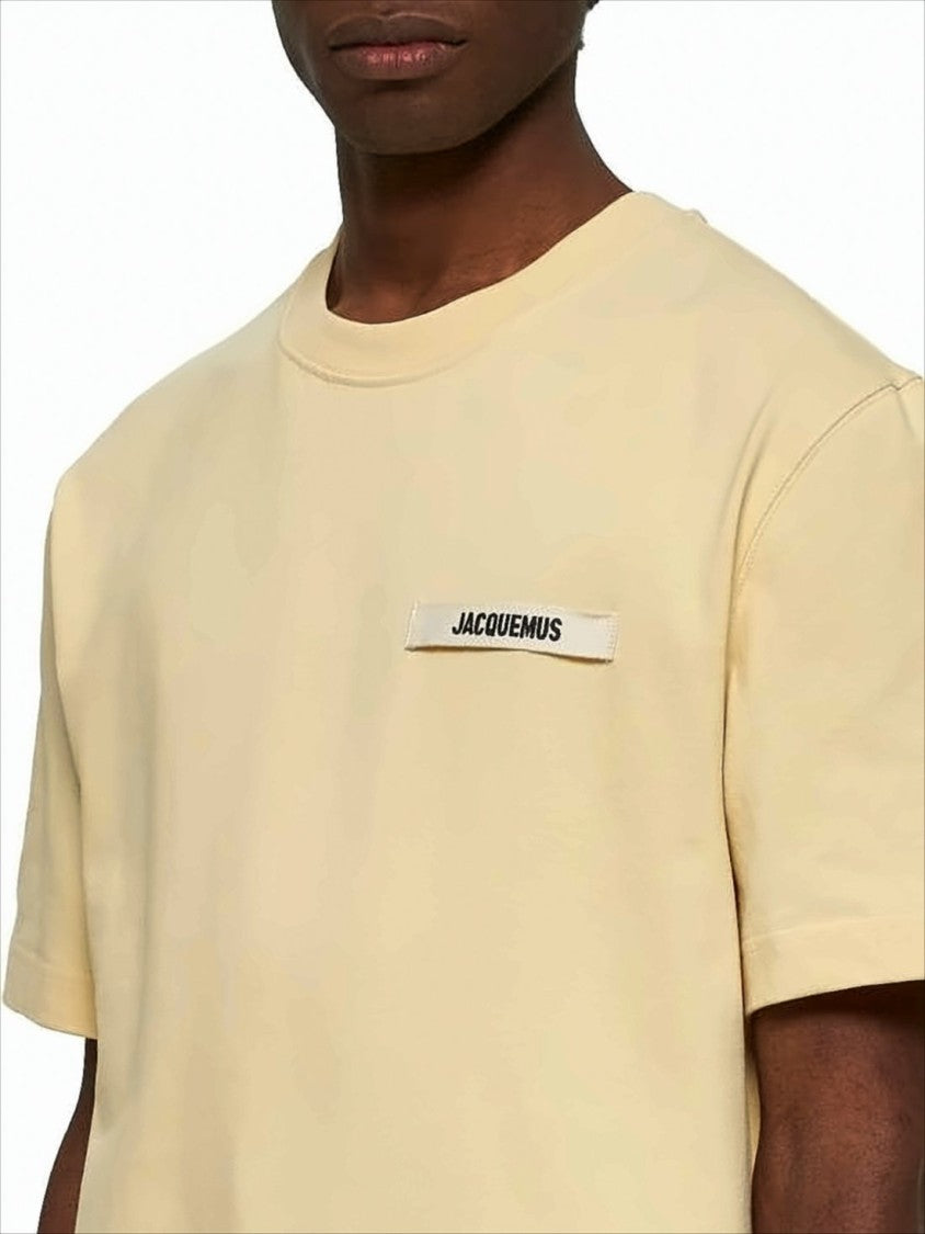 Jacquemus Boxy-Fit Light Beige Cotton T-Shirt With Patch Detail