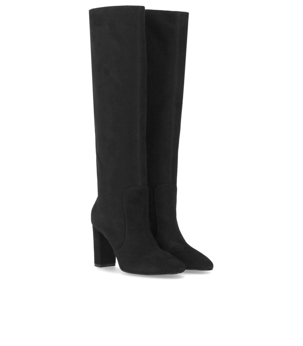 Via Roma 15 Black Suède Heeled High Boot