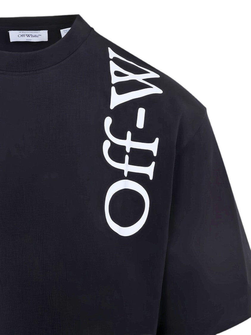 Off-White Black Crew Neck Logo Print Cotton T-Shirt