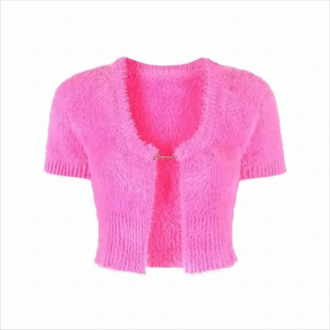 Jacquemus Cropped Fuzzy Cardigan With Clasp Closure