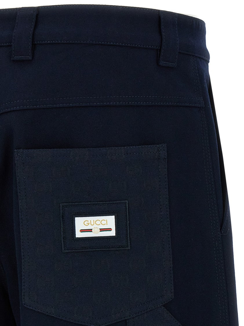 Gucci Heavy Cotton Pants With Signature Gg Detailing