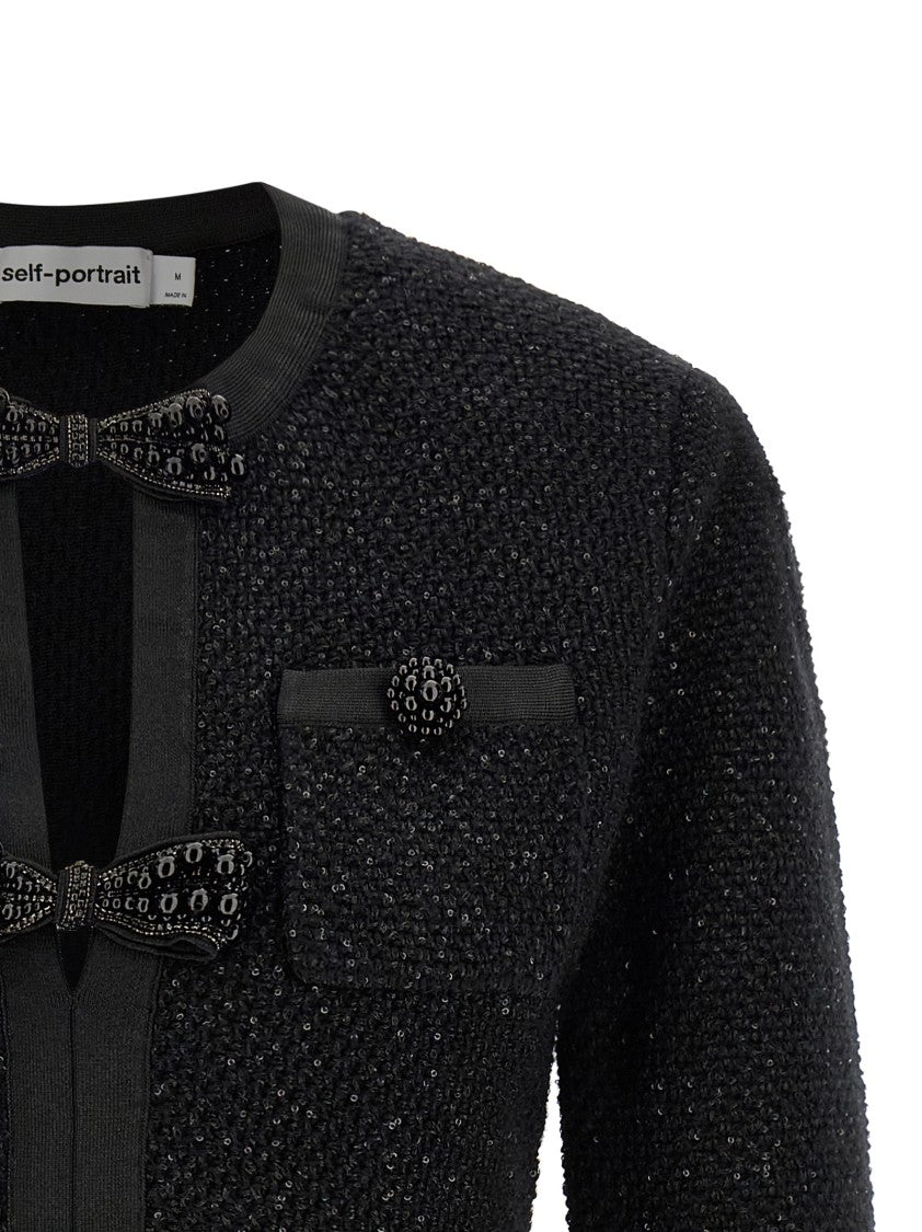 Self-Portrait 'Black Sequin Knit Mini' Dress