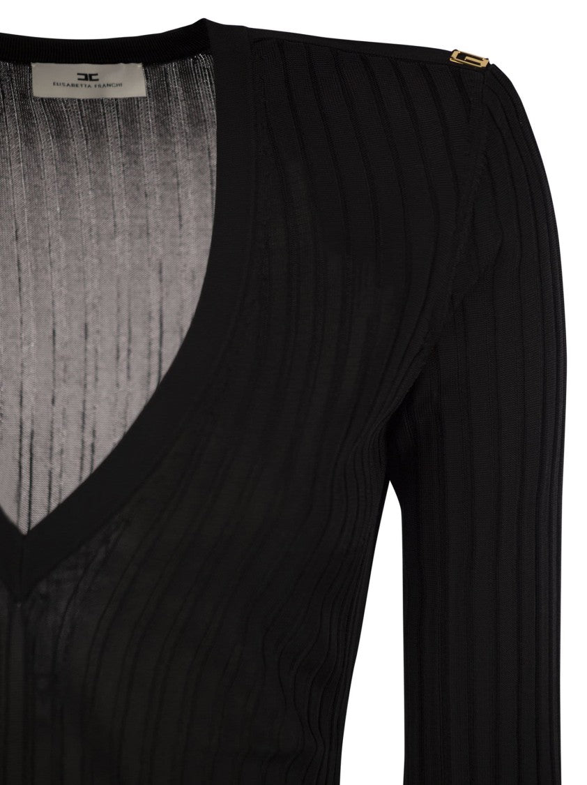 Elisabetta Franchi Viscose Knit Shirt With Logo Details