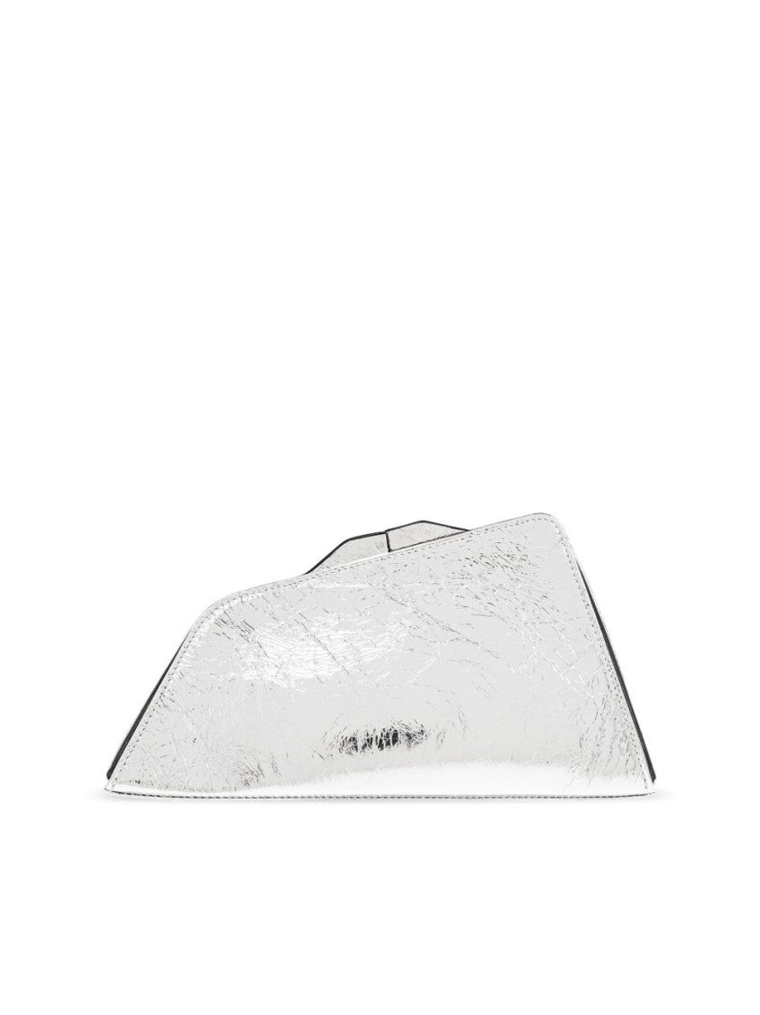 The Attico Metallic Silver Crinkled Leather Clutch