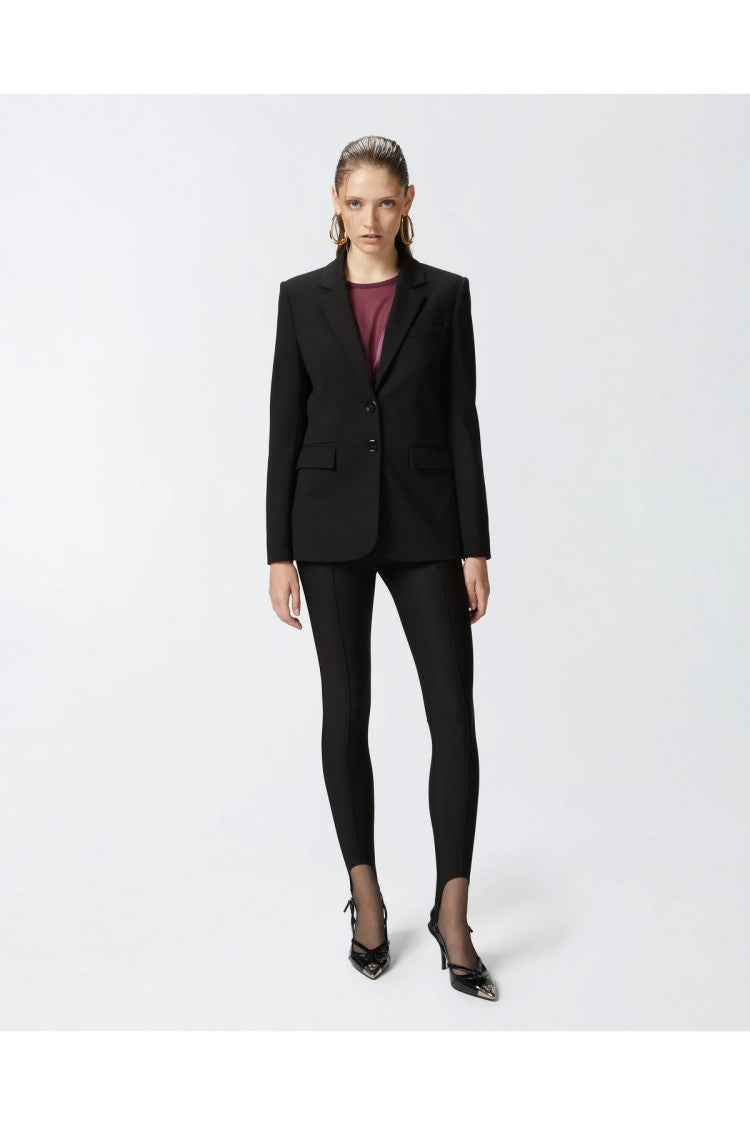 Pinko Black Viscose-Blend Deep V-Neck Blazer