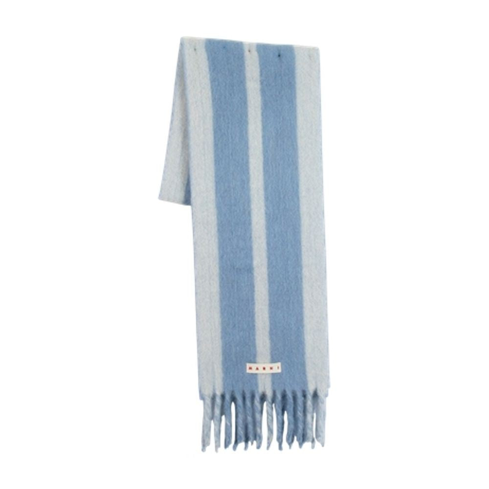 Marni Wool Scarf With Alternating Blue Stripes