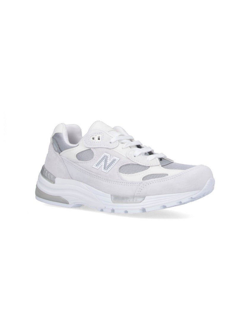 New Balance White Made In Usa 992 Core Leather Mesh Sneakers