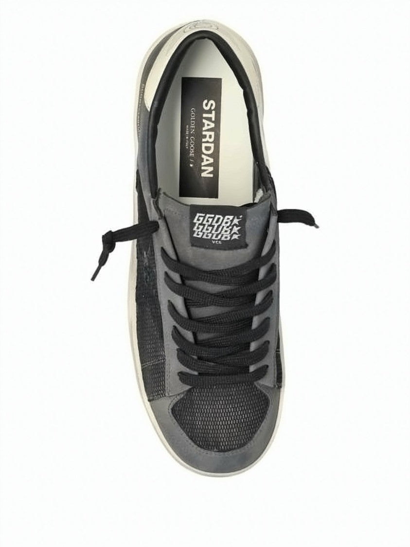 Golden Goose Distressed Black Leather And Mesh Low-Top Sneakers