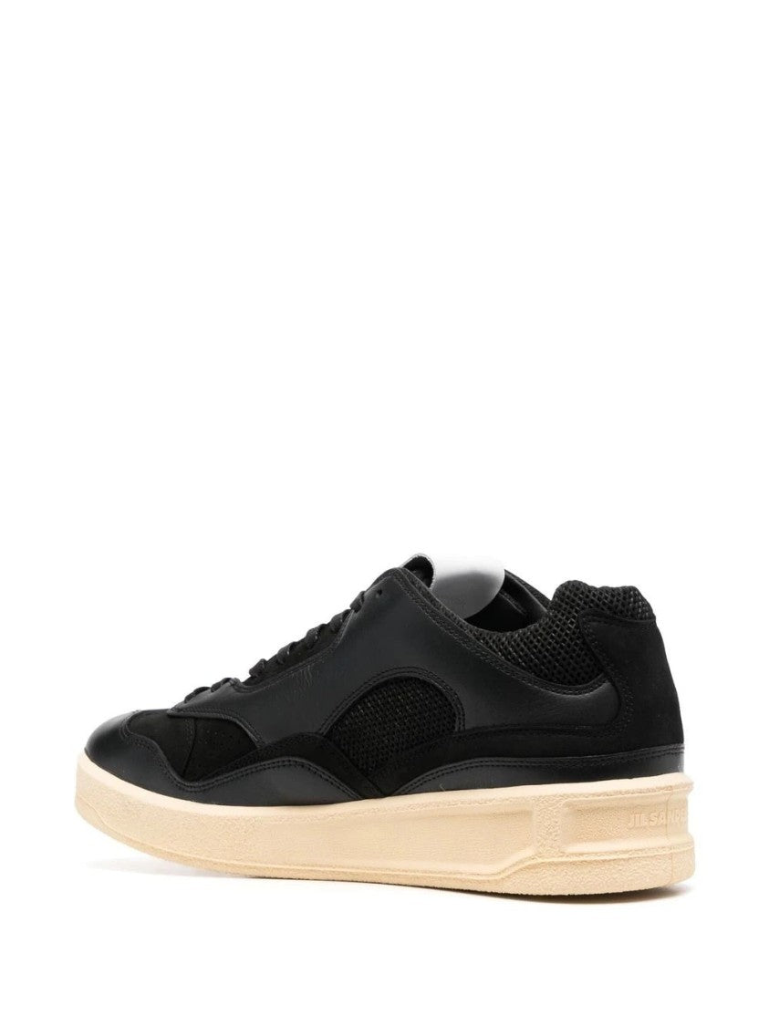 Jil Sander Elevated Black Sneakers With Textured Finish