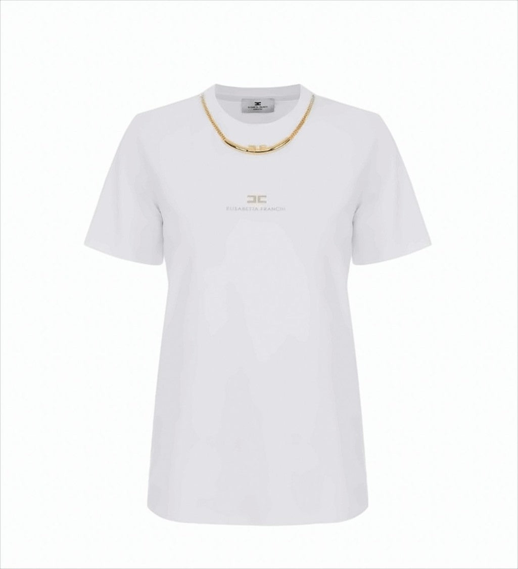 Elisabetta Franchi Short-Sleeved Cotton Jersey T-Shirt