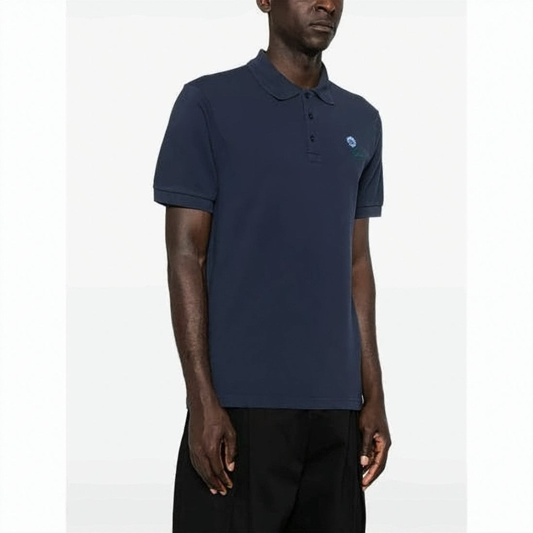 Kenzo Short-Sleeve Polo Shirt With Traditional Collar And Floral Embroidery